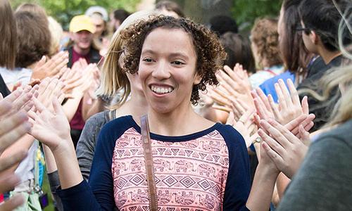 Carroll University student congratulatory high fives